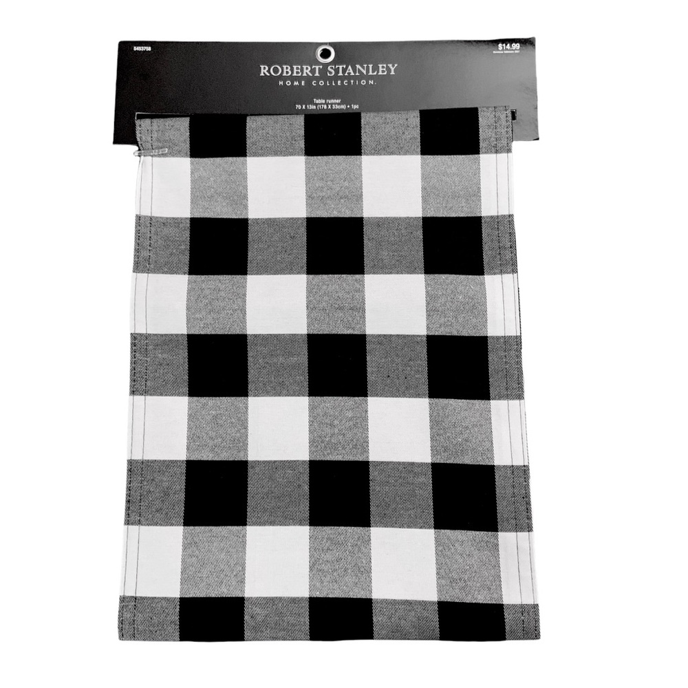 Robert Stanley Black & White Buffalo Check Table Runner